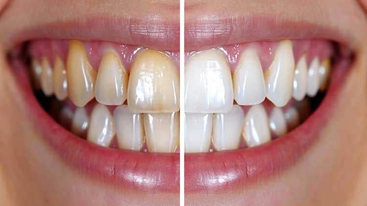 before and after of tooth discoloration